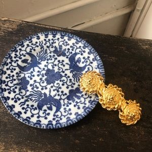 Vintage made in France gold lion hair clip